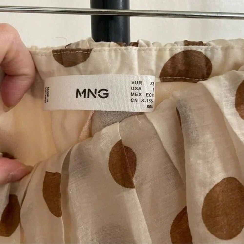 MNG | MANGO | Drop/Off the Shoulder Polka Dot Ruffle Maxi Dress | Size 2 - Picture 5 of 5